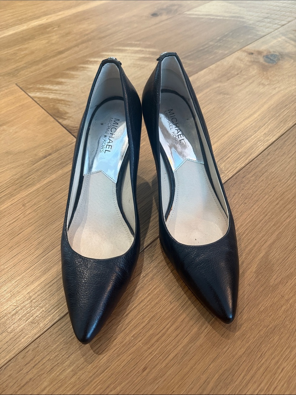 Michael Kors Black Pointed-Toe Leather Heels